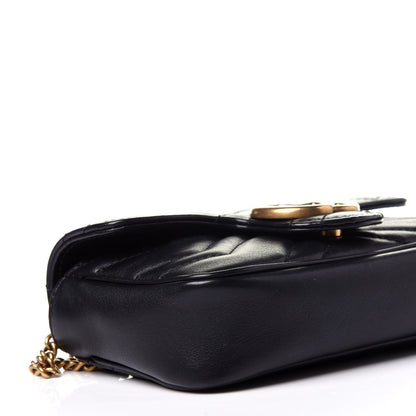 Gucci Calfskin Matelasse Super Mini GG Marmont Shoulder Bag Black 6 of 12