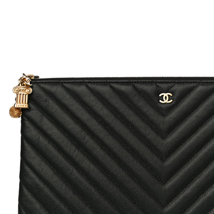 Chanel Caviar Chevron Quilted Medium Cosmetic Case Black 8 of 10