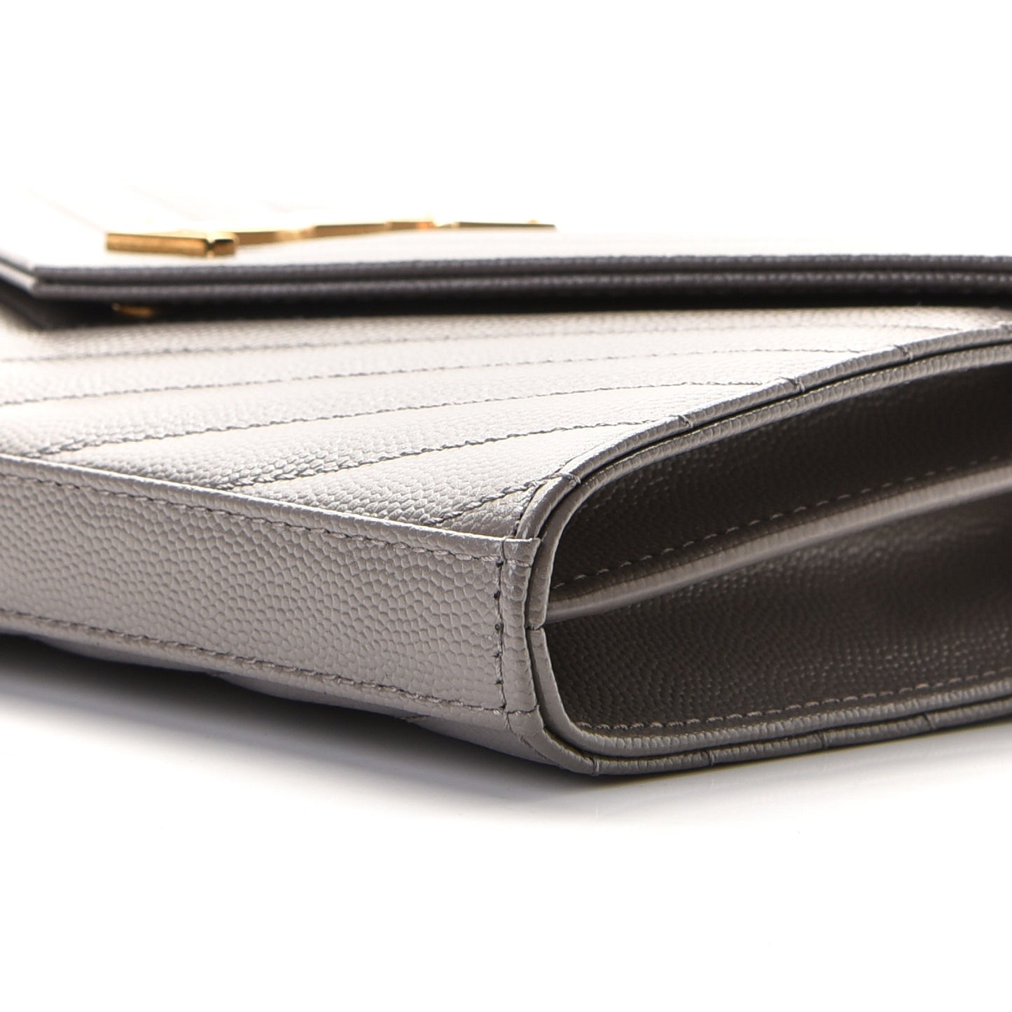 Grain De Poudre Matelasse Chevron Monogram Chain Wallet Fog