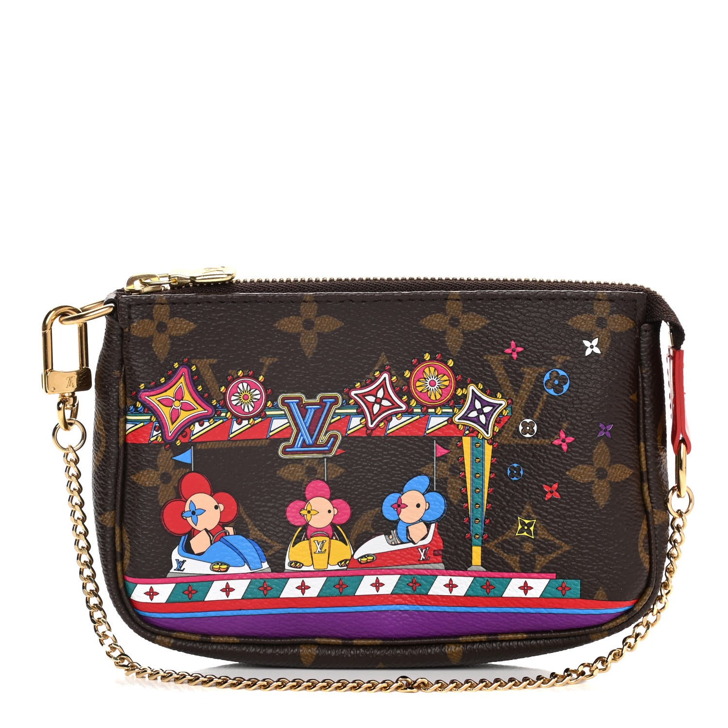 Louis Vuitton Monogram 2020 Christmas Animation Bumper Cars Mini Pochette Accessories Coquelicot 1 of 11
