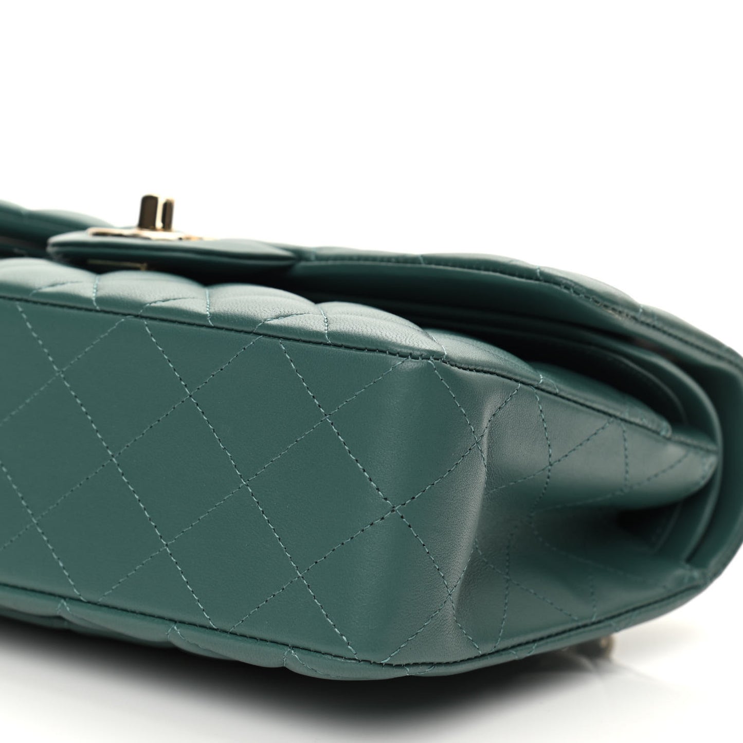 Lambskin Quilted Small Double Flap Green