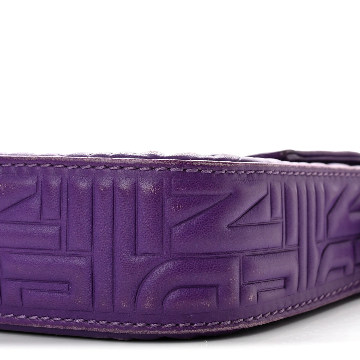 Fendi Nappa Logo Embossed Baguette Purple 10 of 12