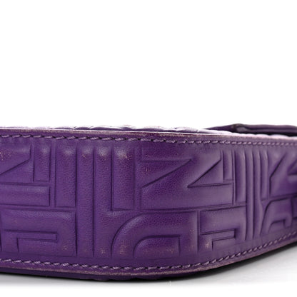 Fendi Nappa Logo Embossed Baguette Purple 10 of 12
