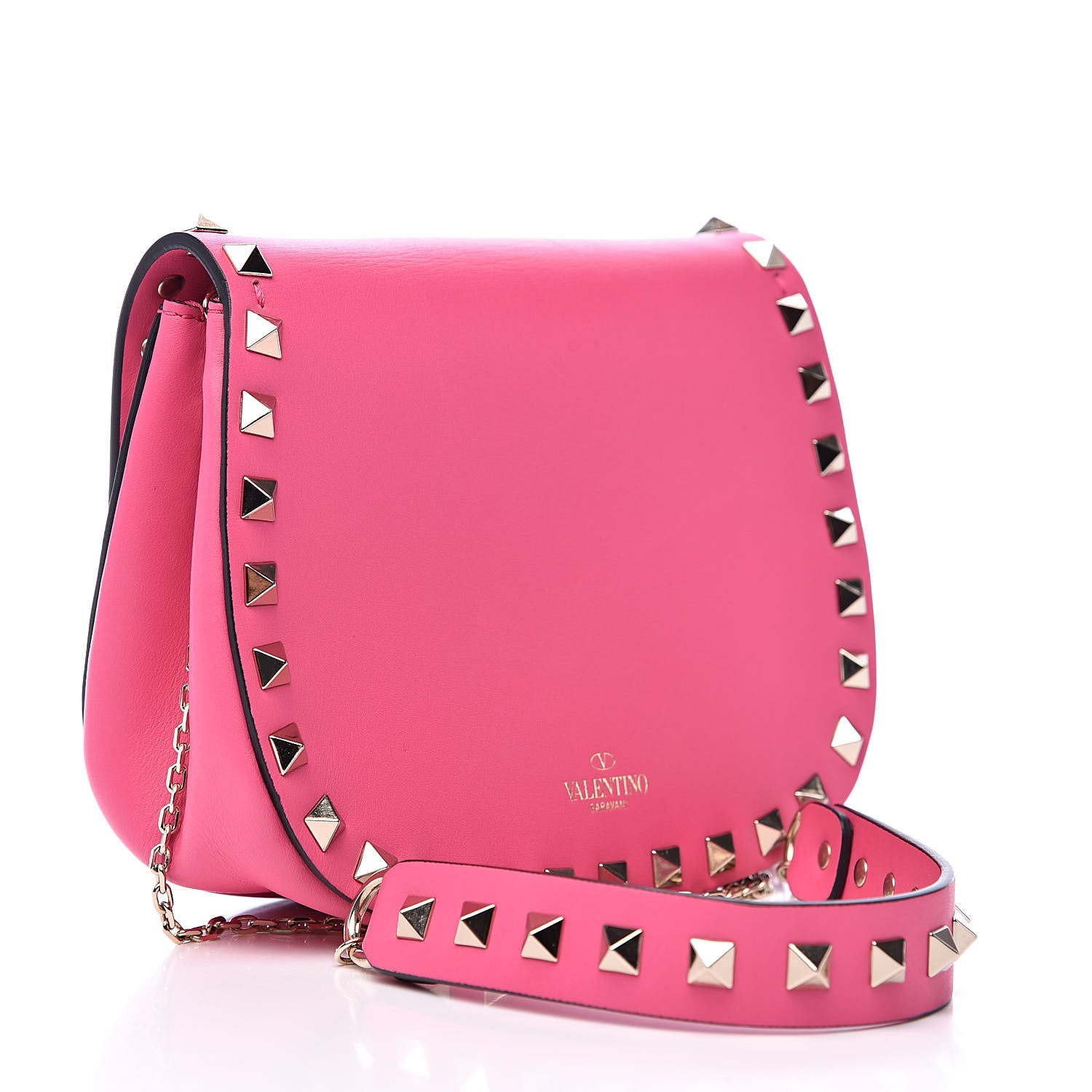 Valentino Garavani Vitello Rockstud Crossbody Saddle Bag Peony 3 of 11