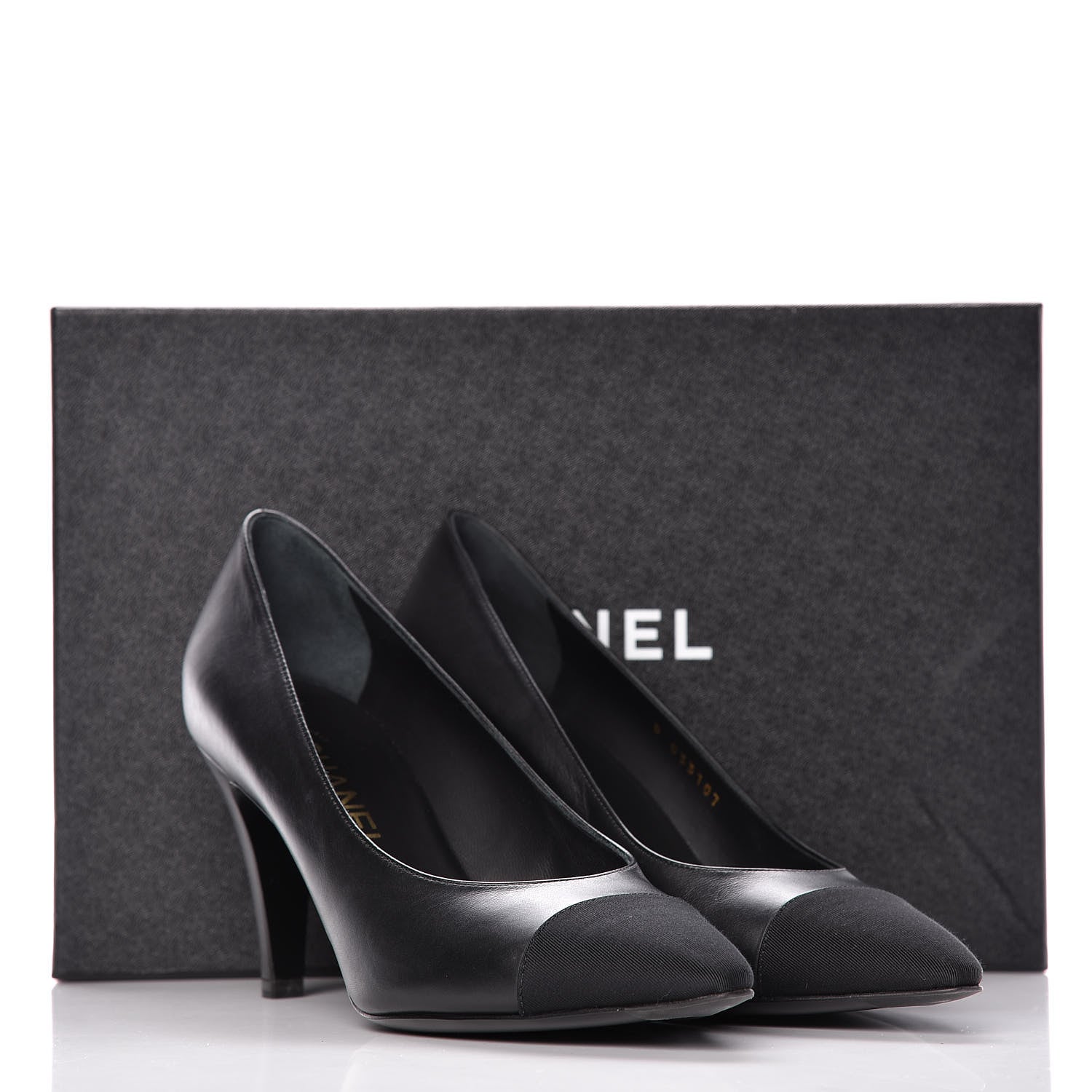 Chanel Lambskin Grosgrain Cap Toe Pumps 38 Black 10 of 10