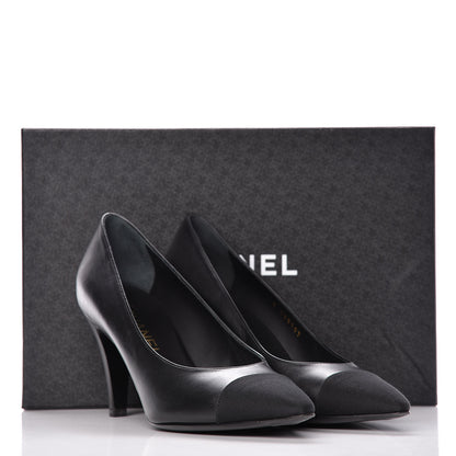 Chanel Lambskin Grosgrain Cap Toe Pumps 38 Black 10 of 10