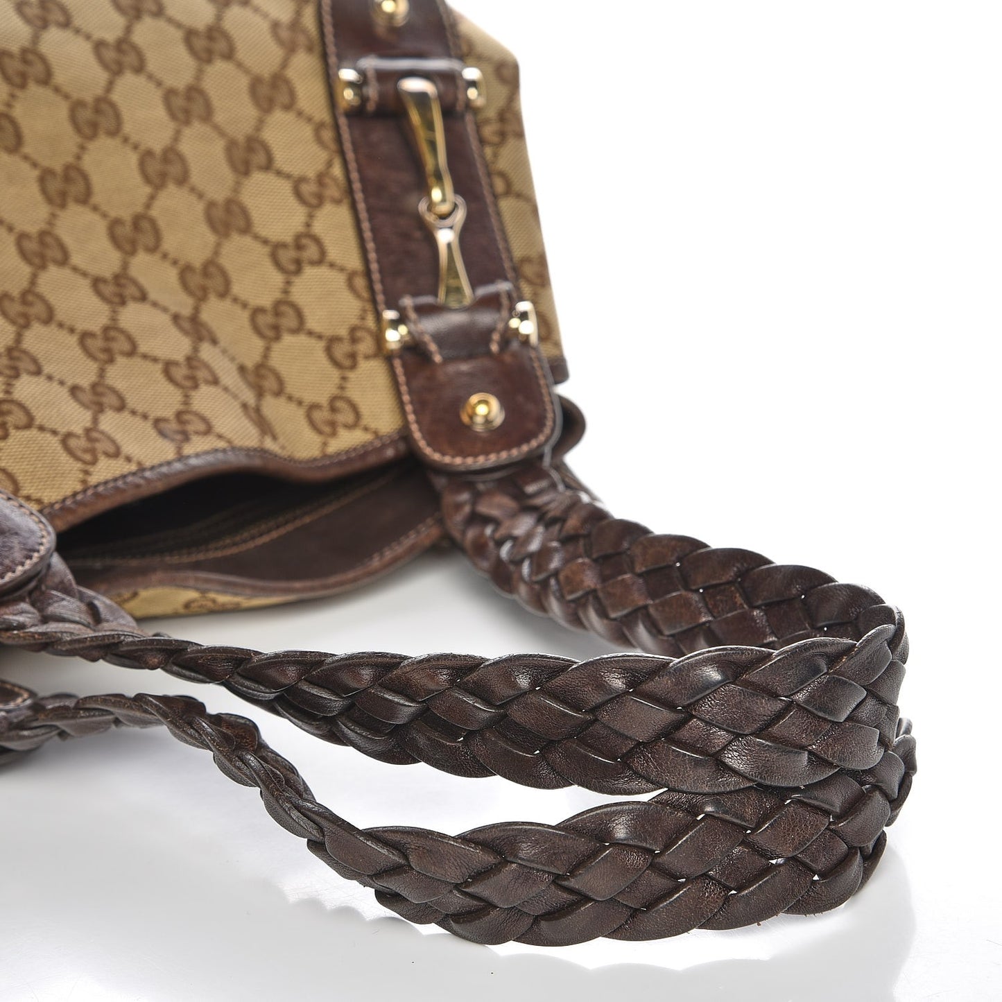 Monogram Medium Pelham Braided Tote Bag Dark Brown