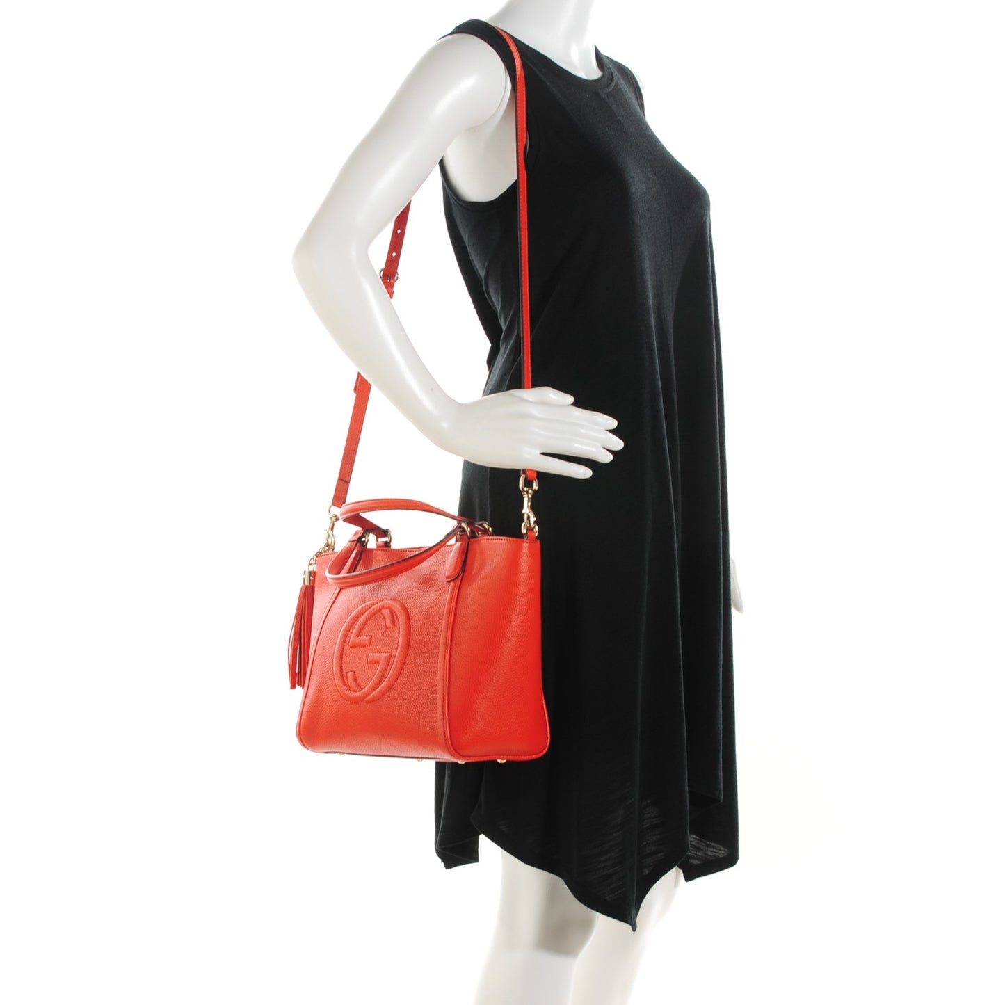 Pebbled Calfskin Small Soho Top Handle Bag Sun Orange