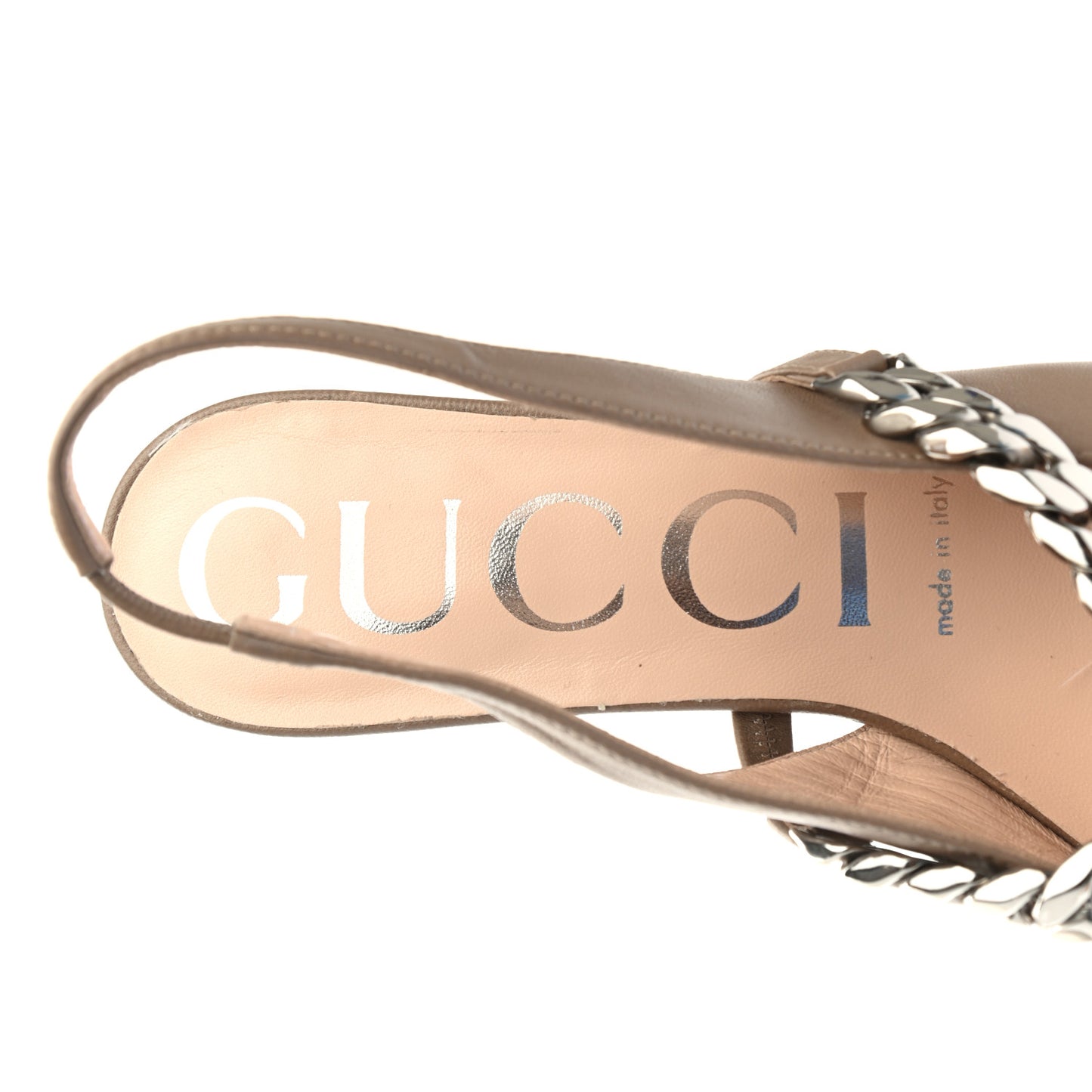 Nappa Lumiere Horsebit Chain Slingback Pumps 36.5 Mud