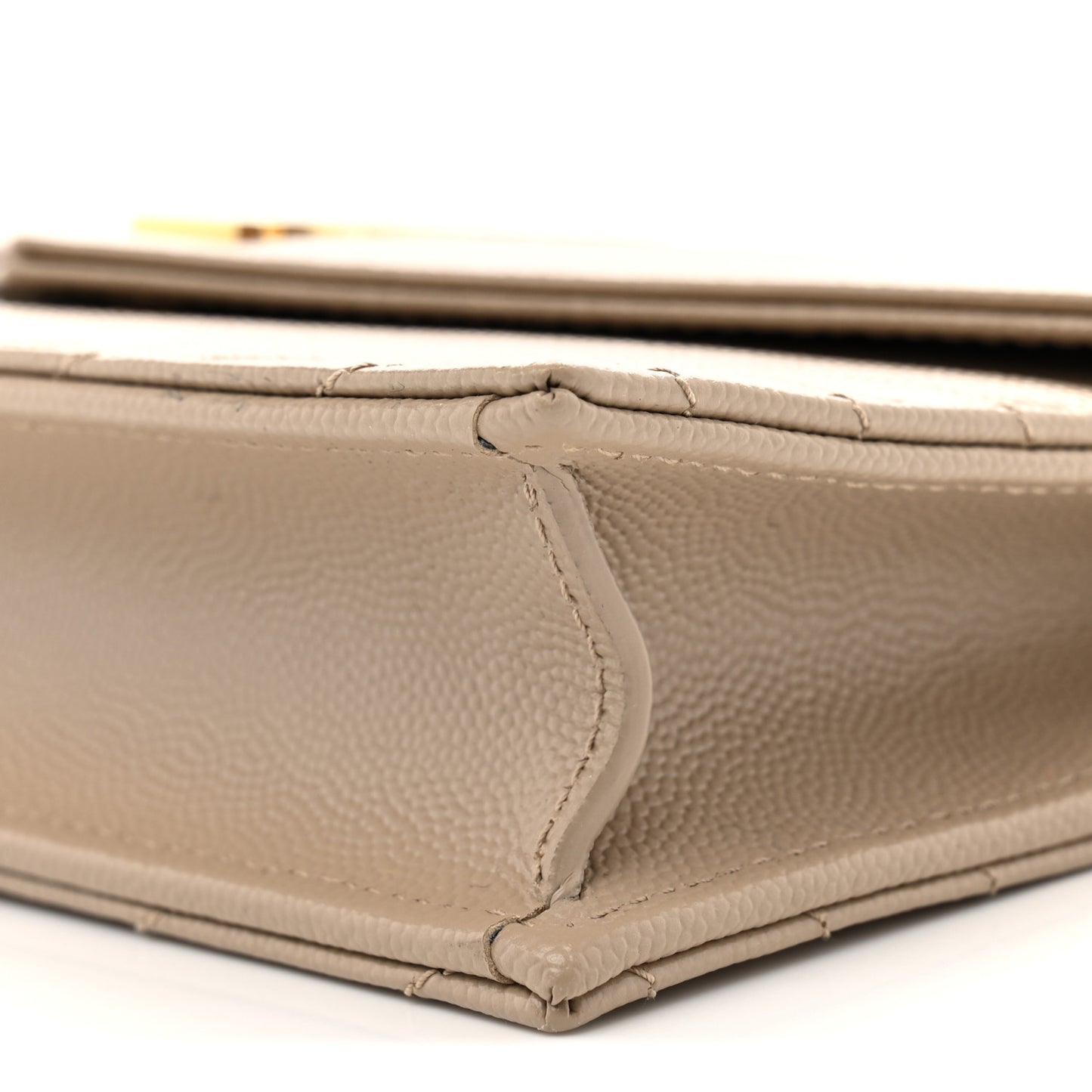Grain De Poudre Matelasse Chevron Monogram Envelope Chain Wallet Dark Beige