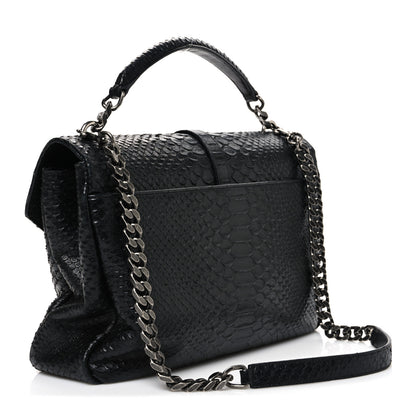 Saint Laurent Snake Calfskin Embossed Monogram Large College Satchel Black 3 of 11
