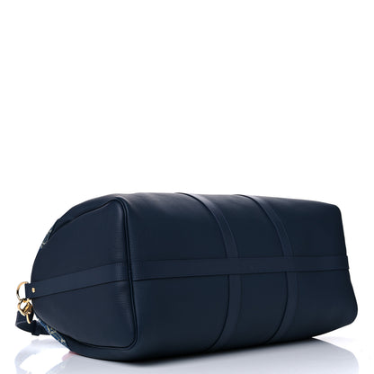 Louis Vuitton X NIGO Taurillon Monogram Denim Drip Keepall Bandouliere 50 Blue 3 of 7
