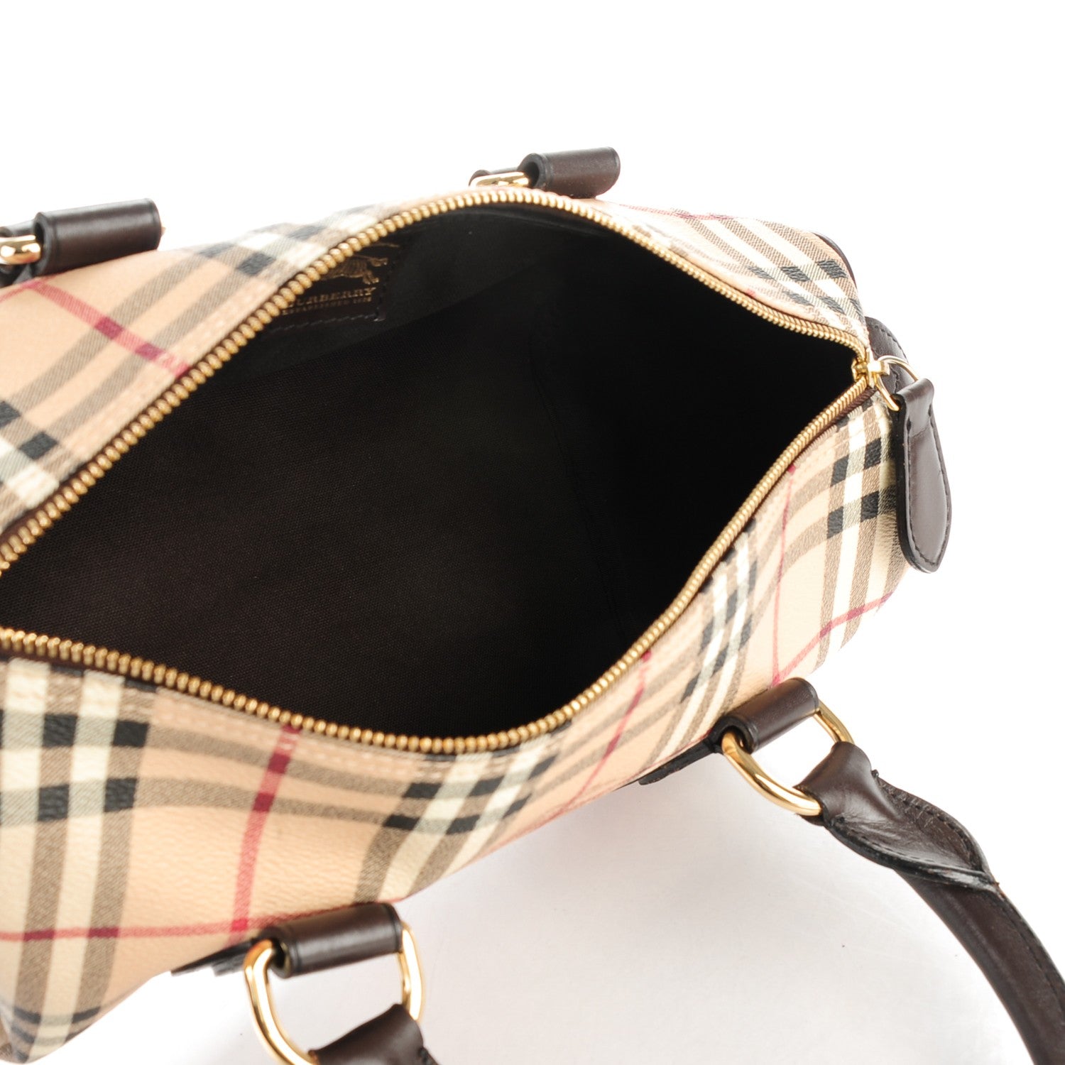 Burberry Haymarket Check Small Chester Bowling Bag Chocolate 5 of 9