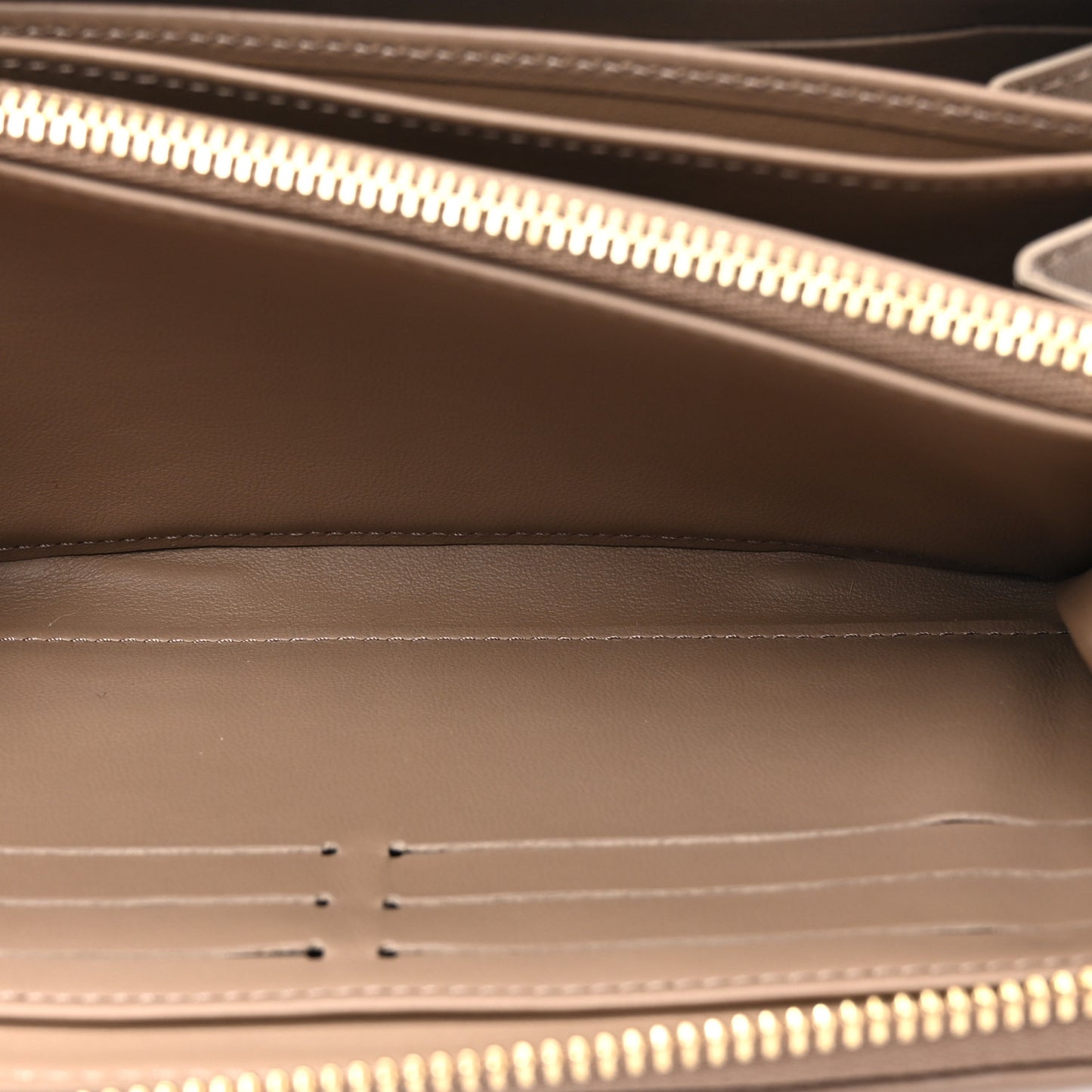 Lambskin Embossed Monogram Coussin Zippy Wallet Taupe
