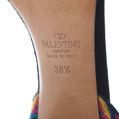 Valentino Garavani Suede Embroidered Rockstud Rolling Wrap Sandals 38.5 Black Multicolor 6 of 7