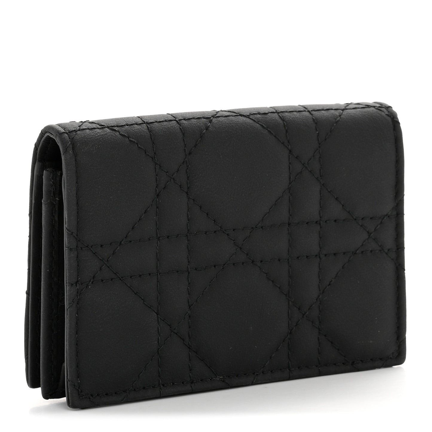 Ultra Matte Calfskin Small Lady Dior Flap Card Holder Black