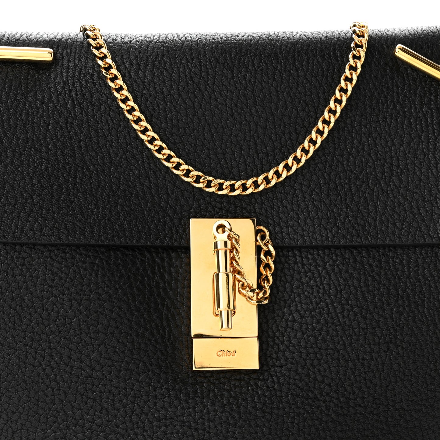 Grained Lambskin Drew Shoulder Bag Black