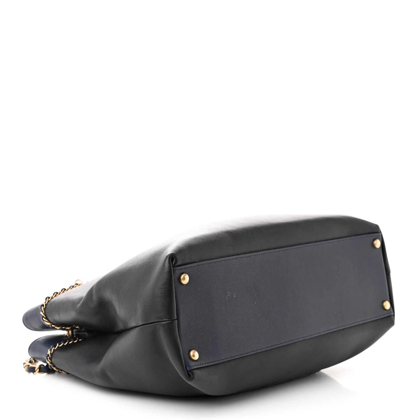 Lambskin Caviar Lovely Chains Shopping Tote Black Navy