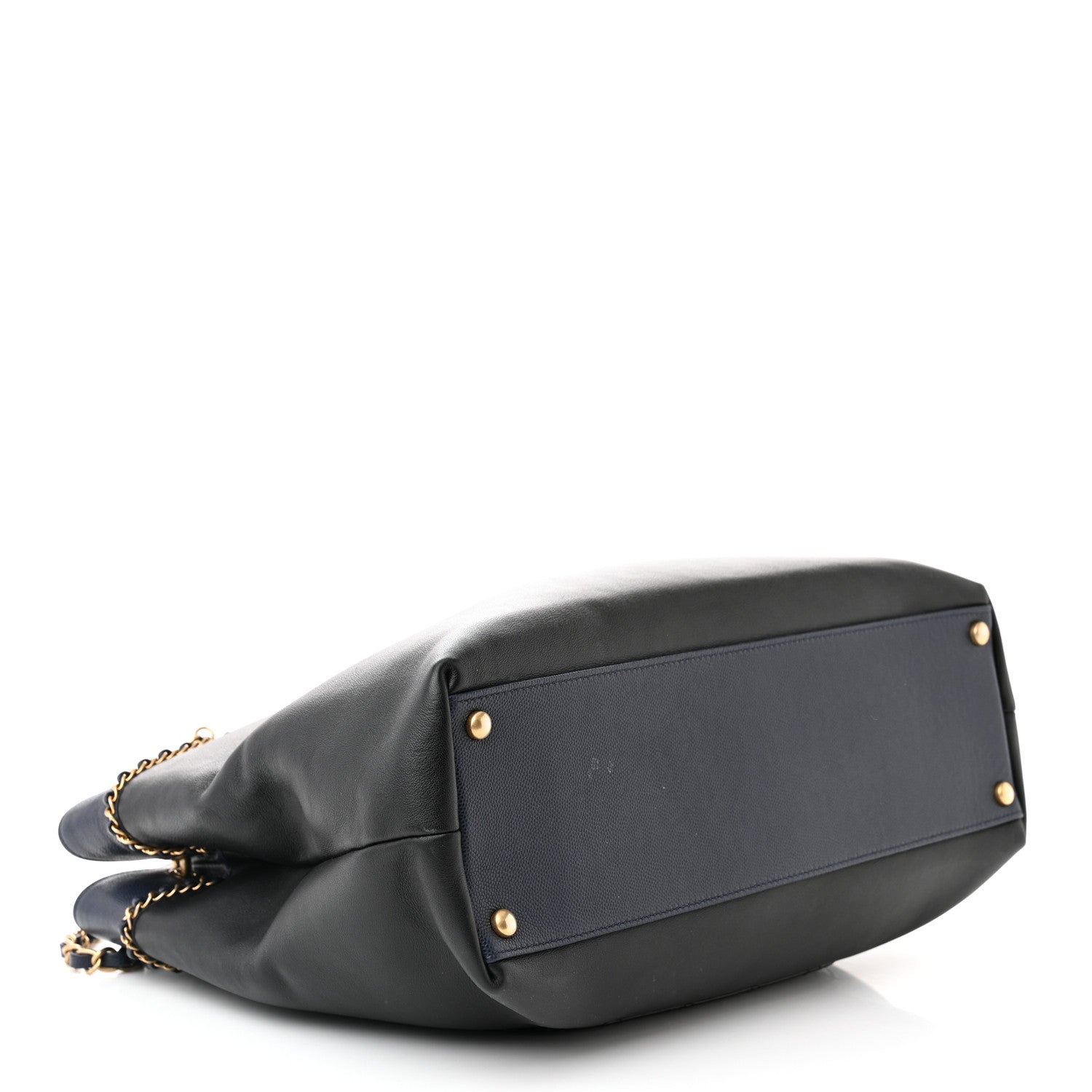 Chanel Lambskin Caviar Lovely Chains Shopping Tote Black Navy 4 of 11