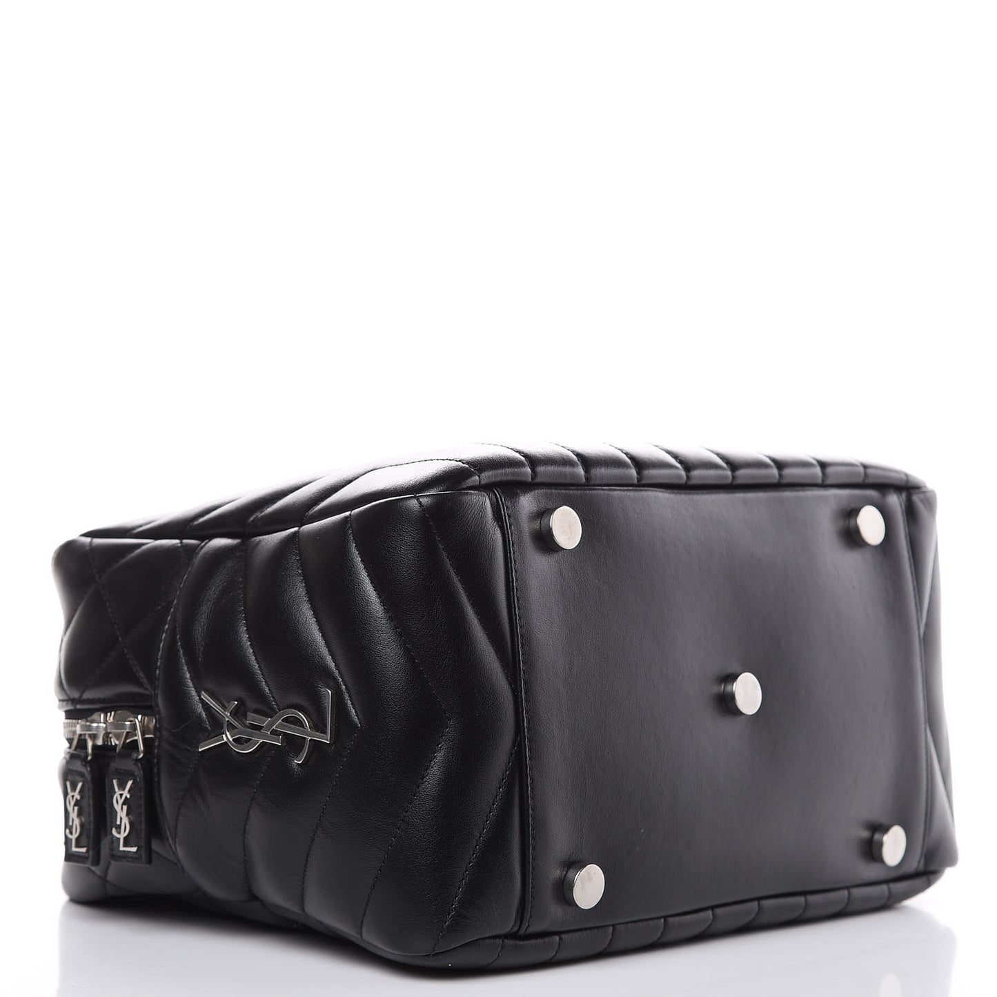Calfskin Y Quilted Monogram Medium Loulou Bowling Bag Black