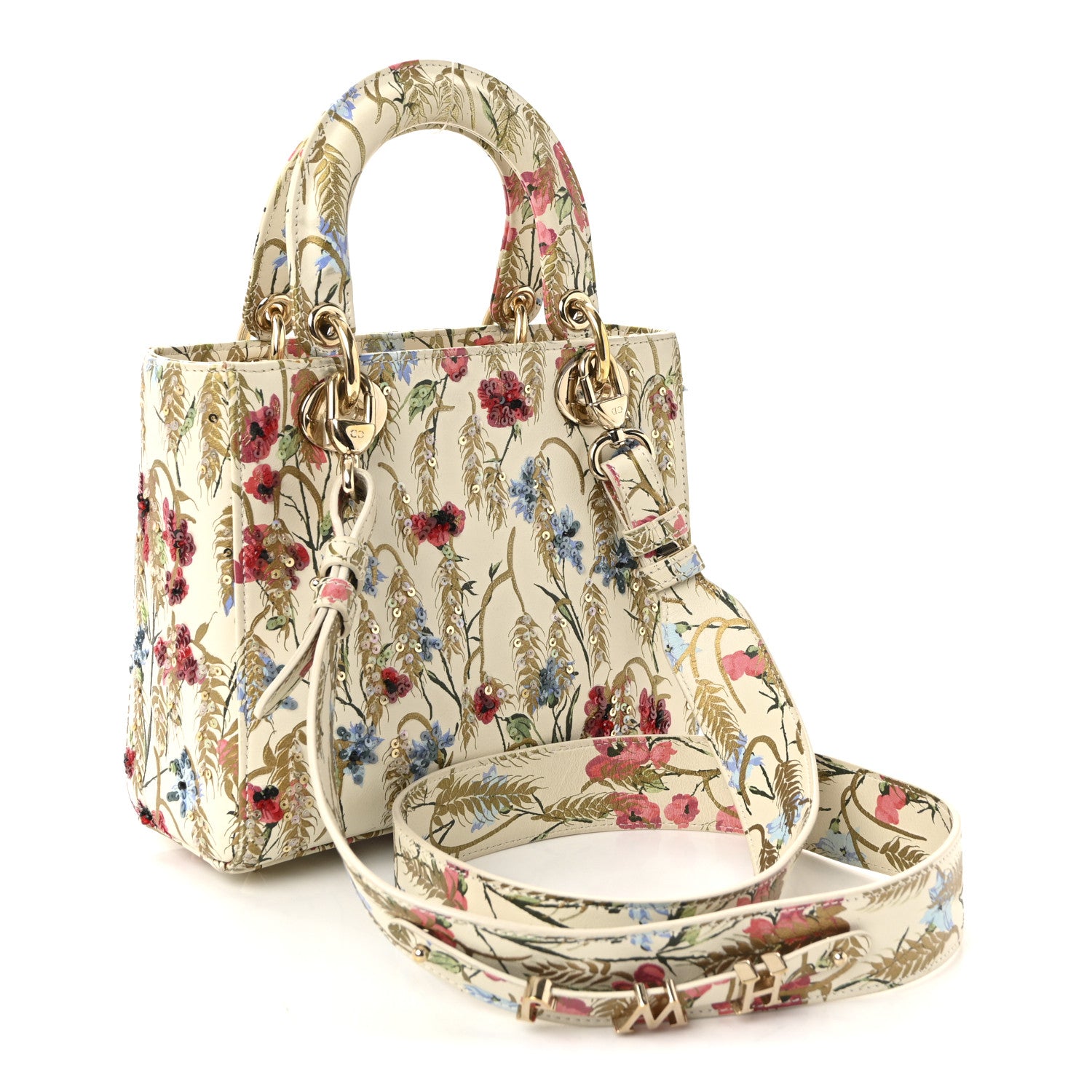 Christian Dior Calfskin Hibiscus Printed Embroidered My ABCDior Lady Dior Beige Multicolor 3 of 9