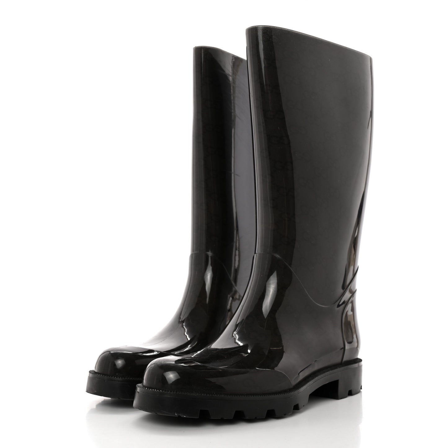 Rubber Monogram Edinburg Rain Boots 36 Transparent Blue