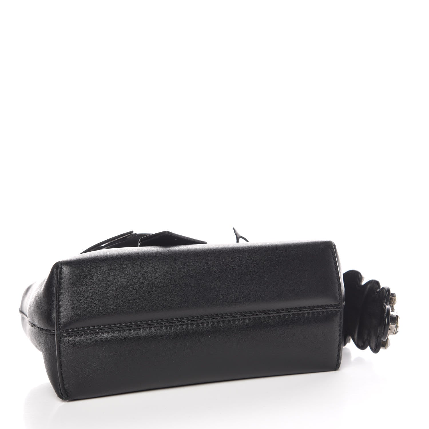 Fendi Shiny Nappa Crystal Croc Tail Mini By The Way Boston Bag Black Smoky Quartz 5 of 12
