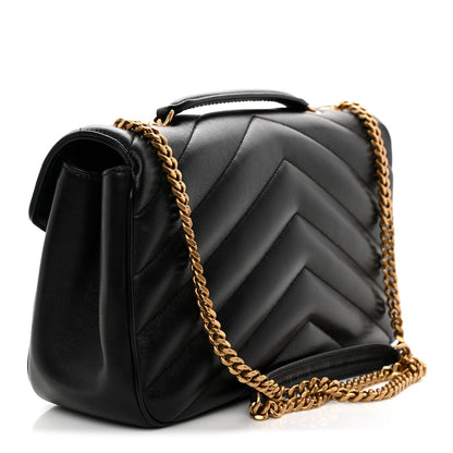Saint Laurent Lambskin Chevron Quilted Medium LouLou Black 4 of 13