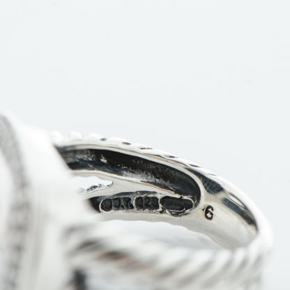David Yurman Sterling Silver Diamond Black Onyx 11mm Albion Ring 52 6 5 of 5