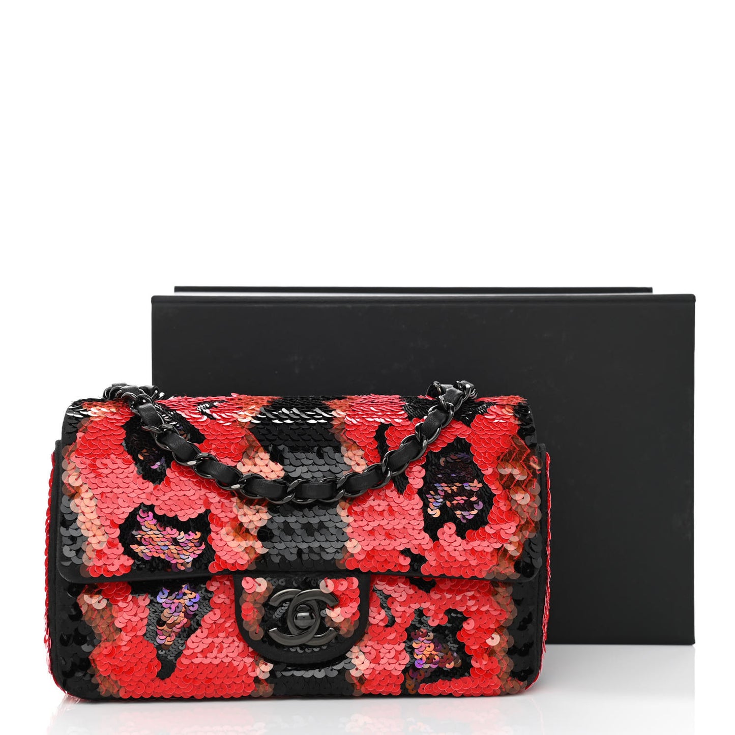 Sequin Mini Rectangular Flap Red Black Multicolor