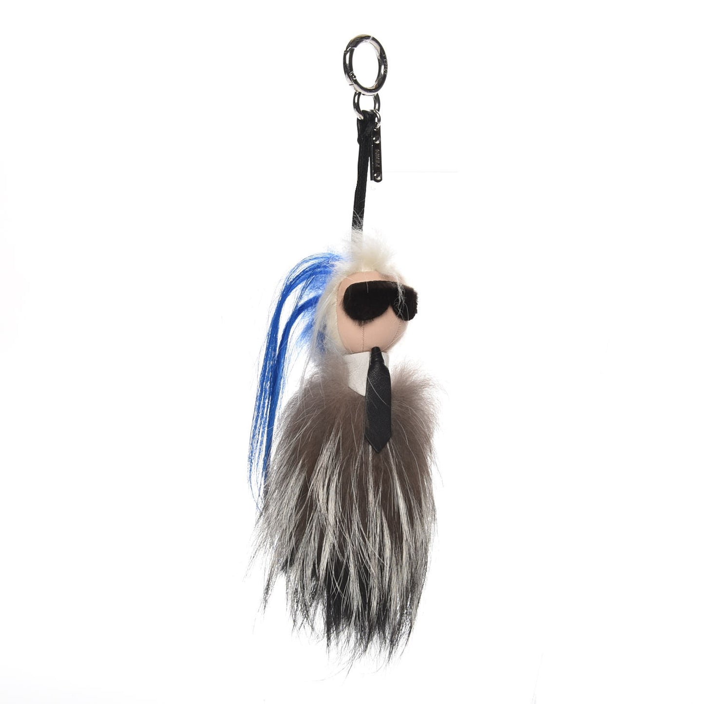 Mink Fox Goat Fur Mini Karlito Bag Charm Blue