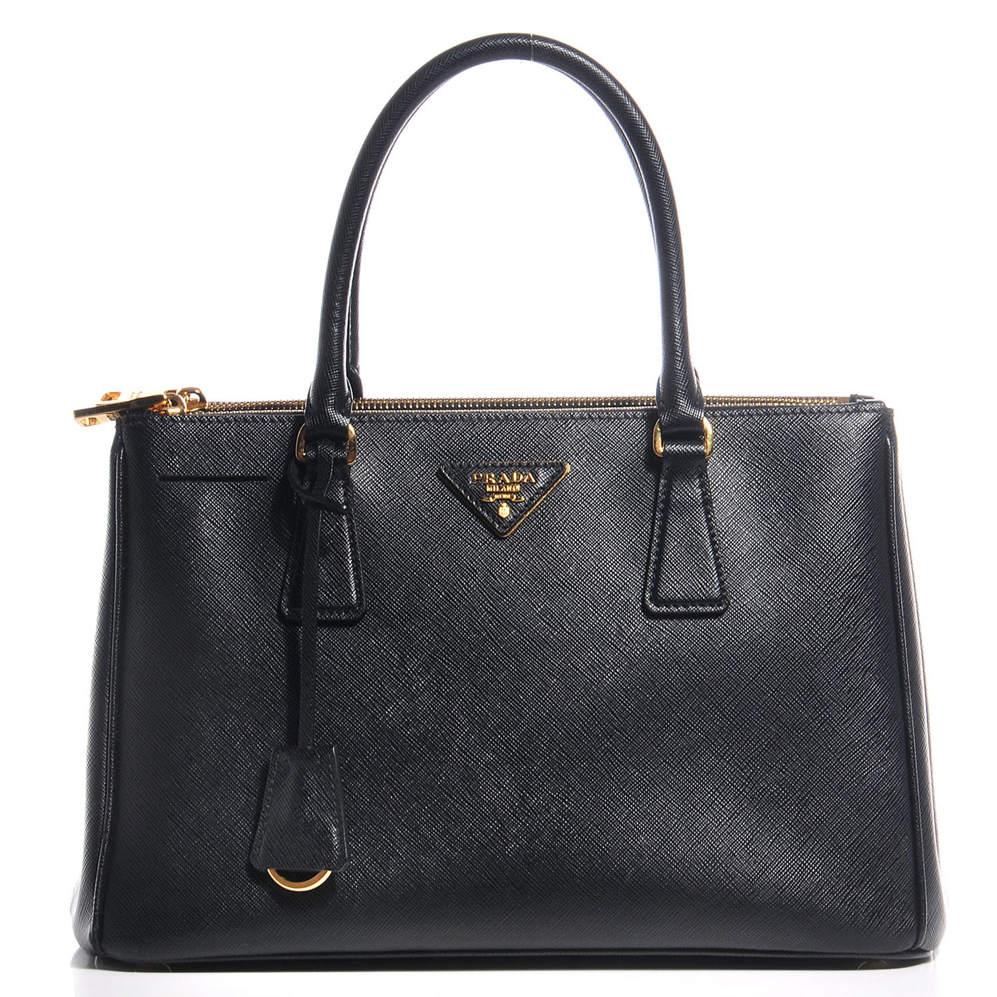 Saffiano Lux Small Double Zip Tote Nero Black
