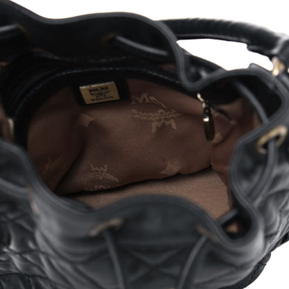 MCM Calfskin Quilted Bucket Bag Black 5 of 8