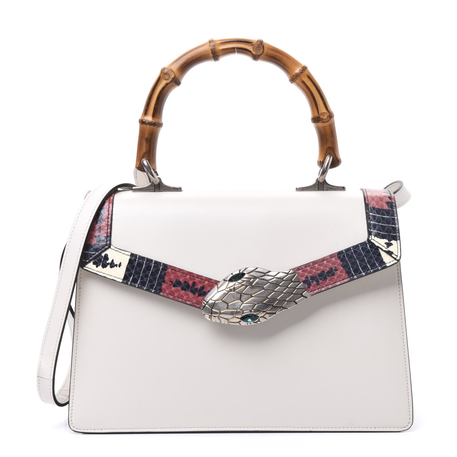 Gucci Calfskin Snakeskin Small Lilith Top Handle Bag White 1 of 9
