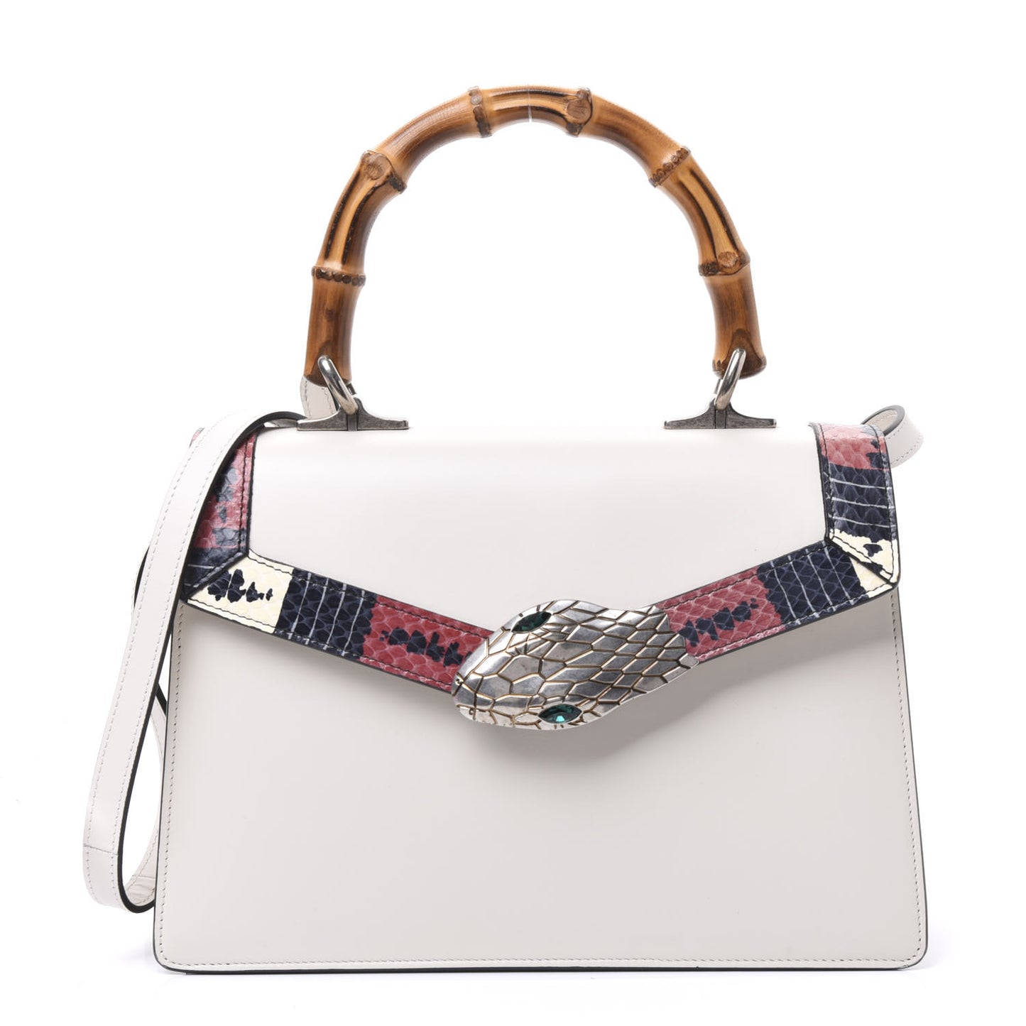 Calfskin Snakeskin Small Lilith Top Handle Bag White