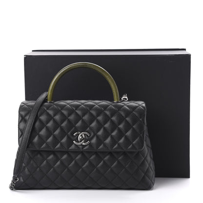 Chanel Caviar Lizard Quilted Medium Coco Handle Flap Black 11 of 11