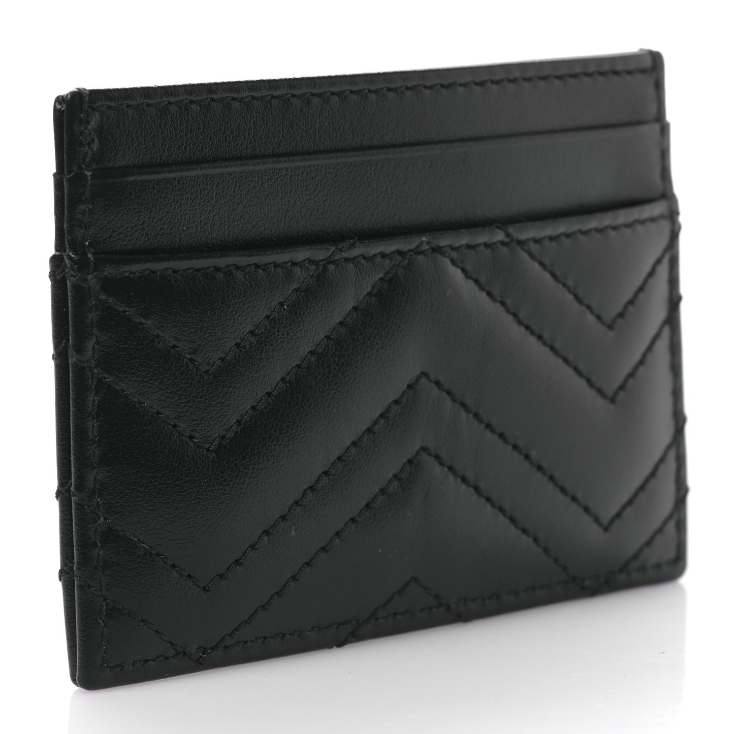 Calfskin Matelasse GG Marmont Card Holder Black