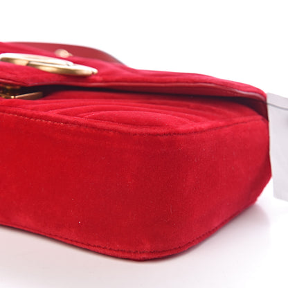 Gucci Velvet Matelasse Mini GG Marmont Shoulder Bag Hibiscus Red 10 of 10