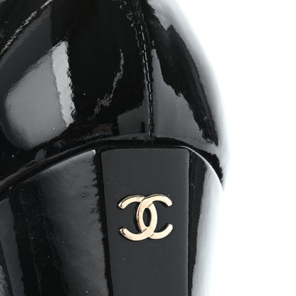 Chanel Patent Camellia CC Cap Toe Pumps 37 Black 8 of 9