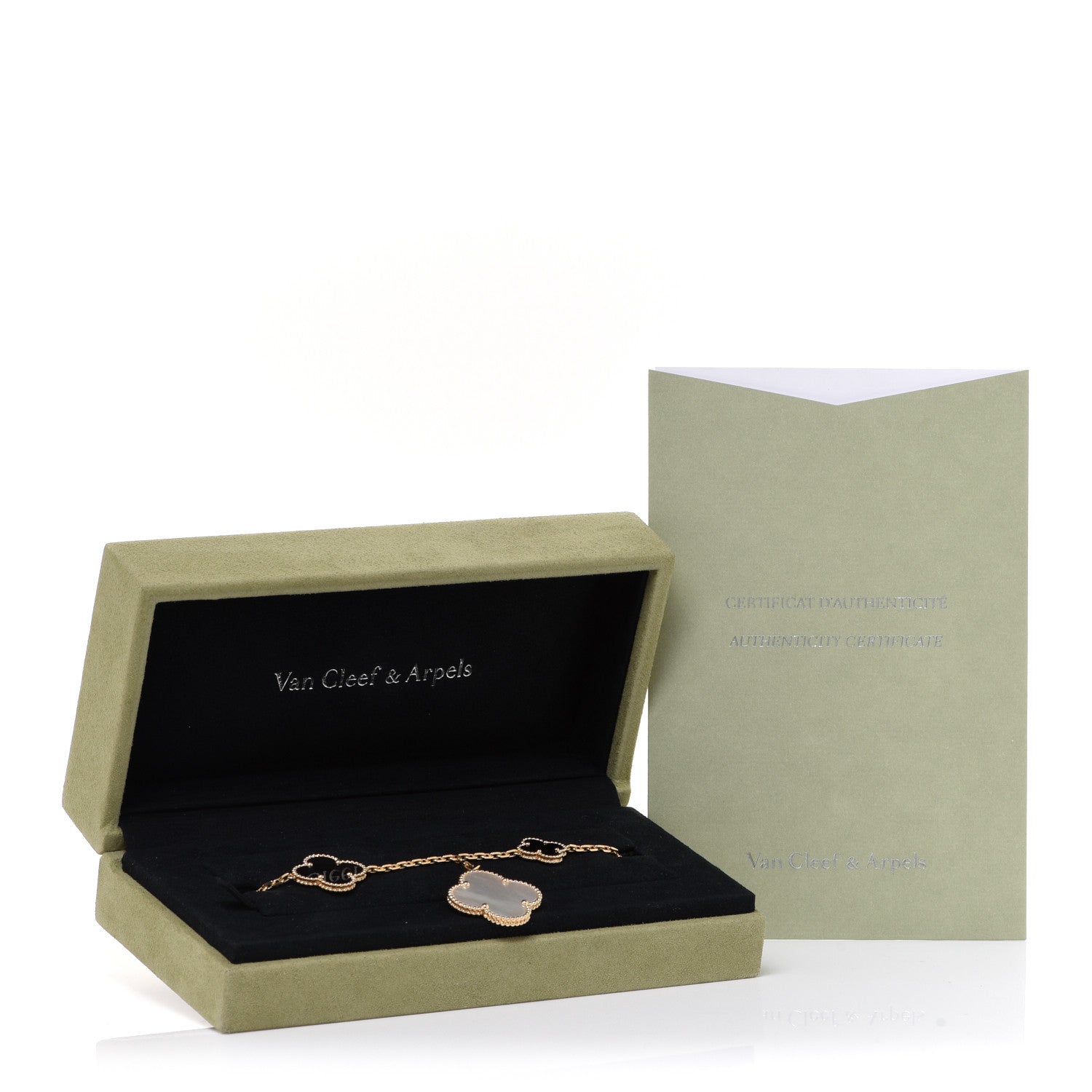 Van Cleef & Arpels 18K Yellow Gold Grey Mother of Pearl Black Onyx 5 Motifs Magic Alhambra Bracelet 6 of 6