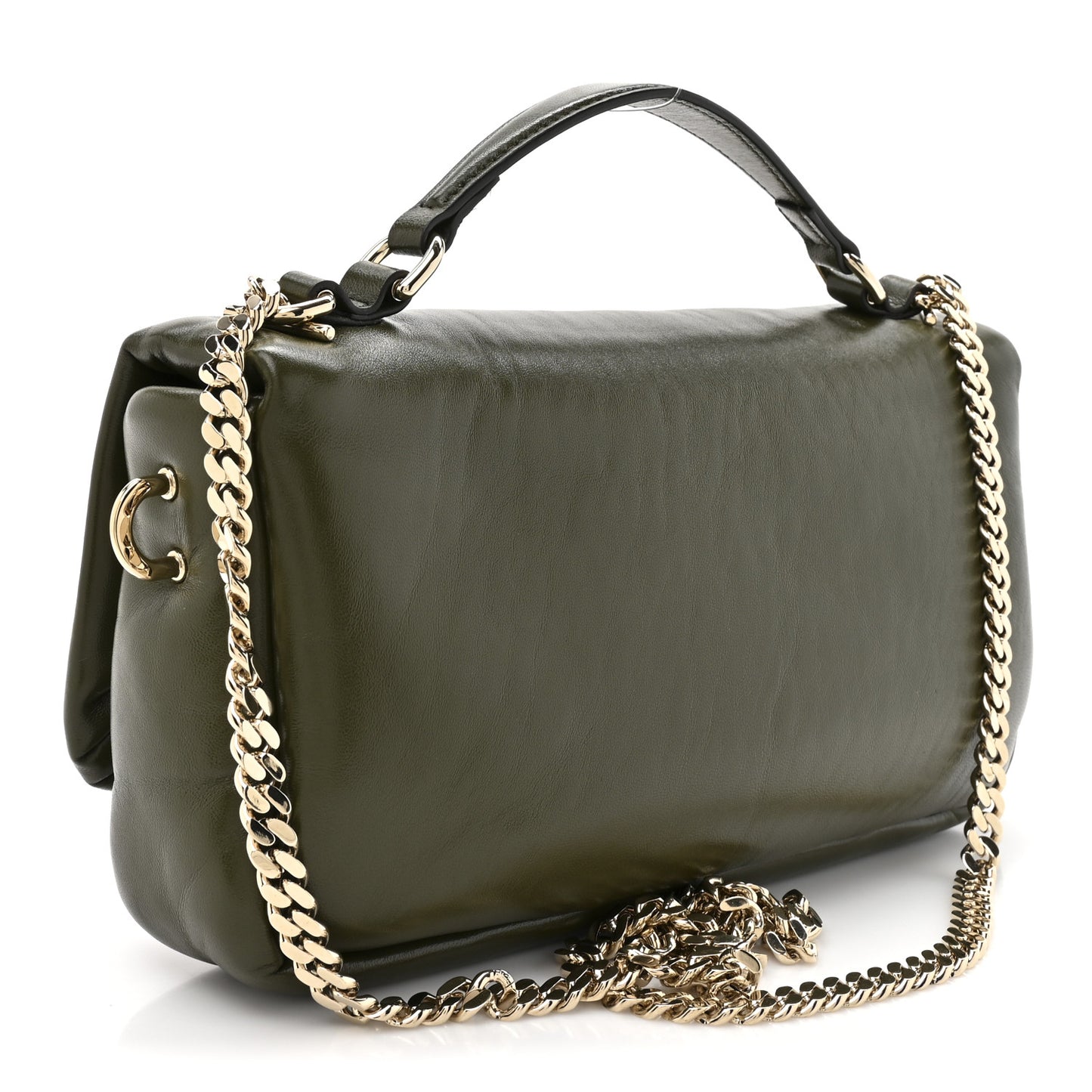 Lambskin Mini GG Milano Top Handle Shoulder Bag Green
