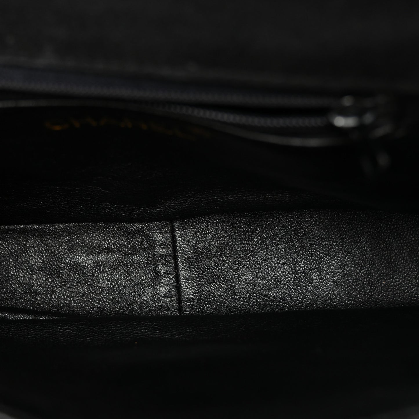 Suede Chevron Gripoix Quilted Flap Black