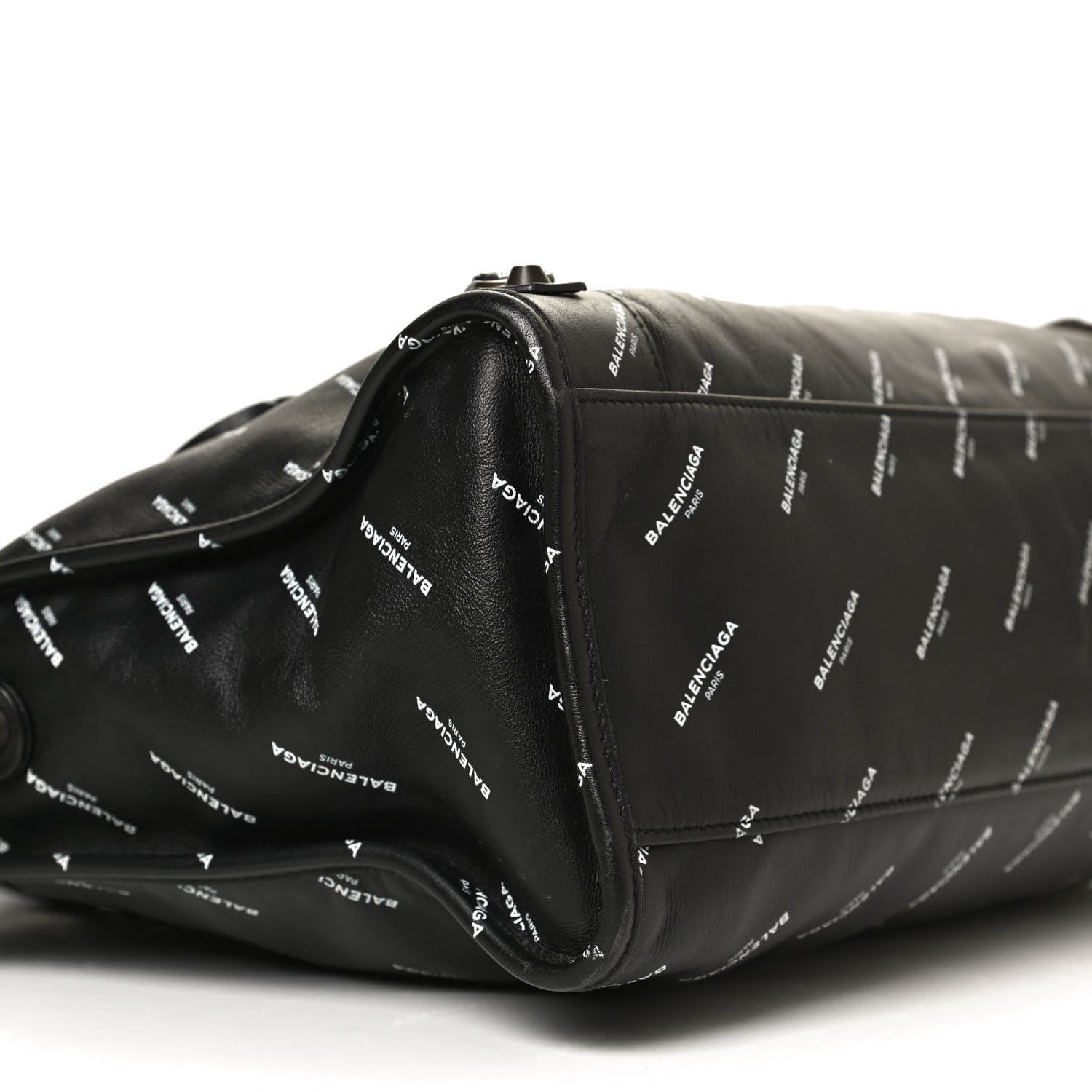 Balenciaga Veau Allover Logo Classic Hardware City Black White 9 of 12