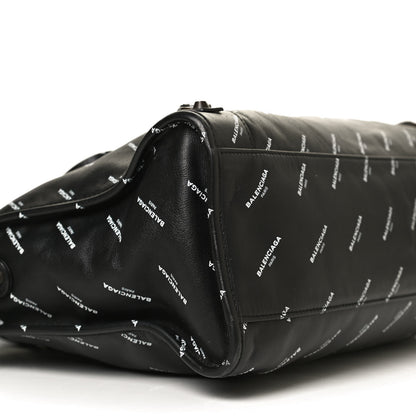 Balenciaga Veau Allover Logo Classic Hardware City Black White 9 of 12