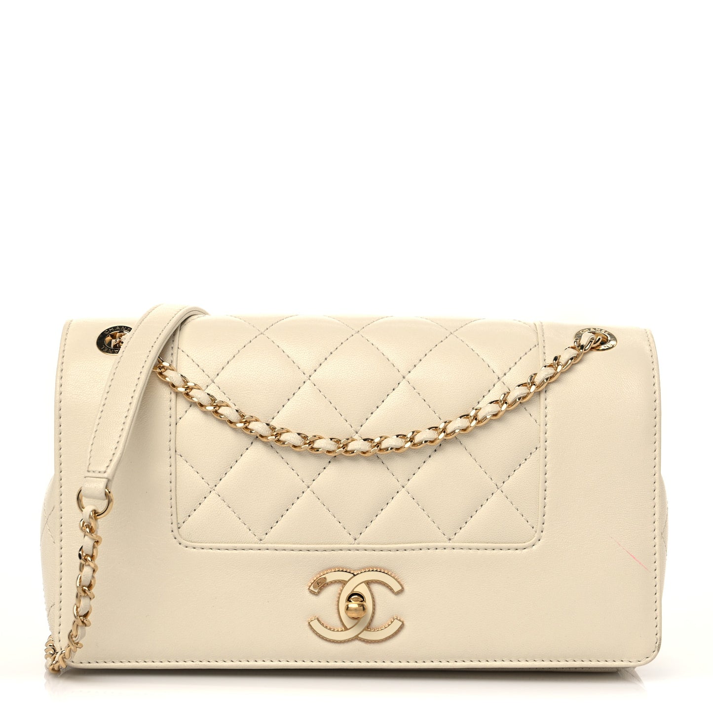 Sheepskin Quilted Medium Vintage Mademoiselle Flap White