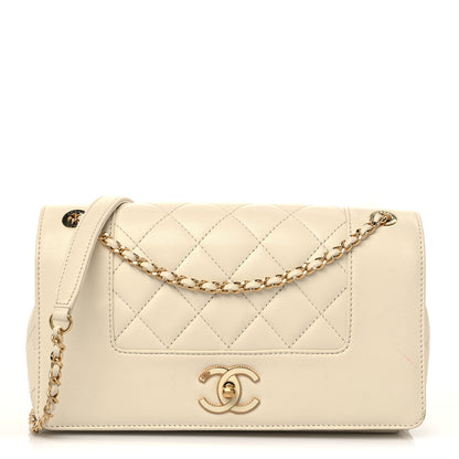 Chanel Sheepskin Quilted Medium Vintage Mademoiselle Flap White 1 of 9