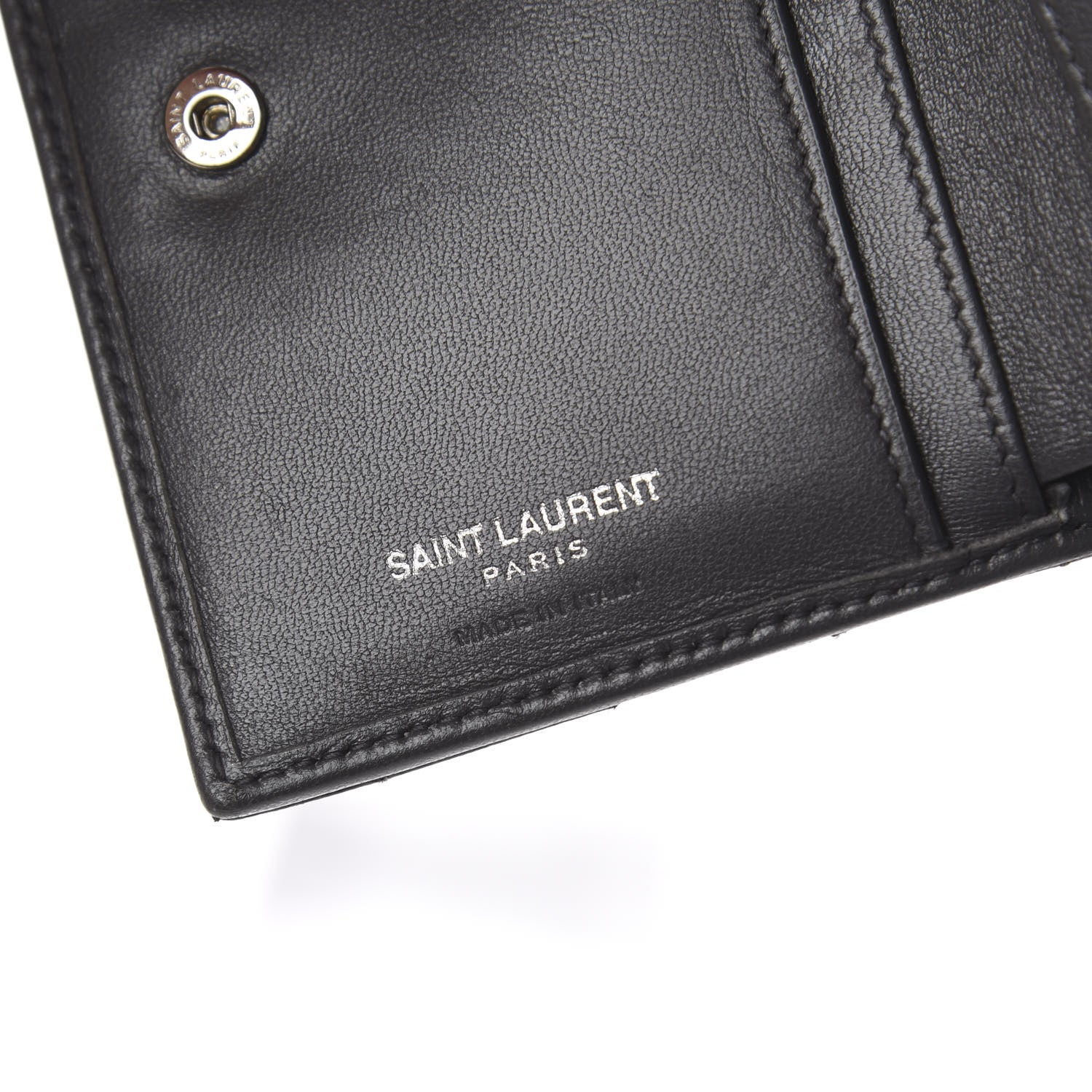 Saint Laurent Lambskin Y Quilted Monogram Compact Loulou Wallet Asphalt 5 of 5