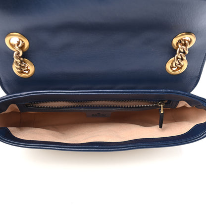 Gucci Vintage Effect Calfskin Matelasse Diagonal Small Torchon GG Marmont Shoulder Bag Mystic White Blue Agata 4 of 4