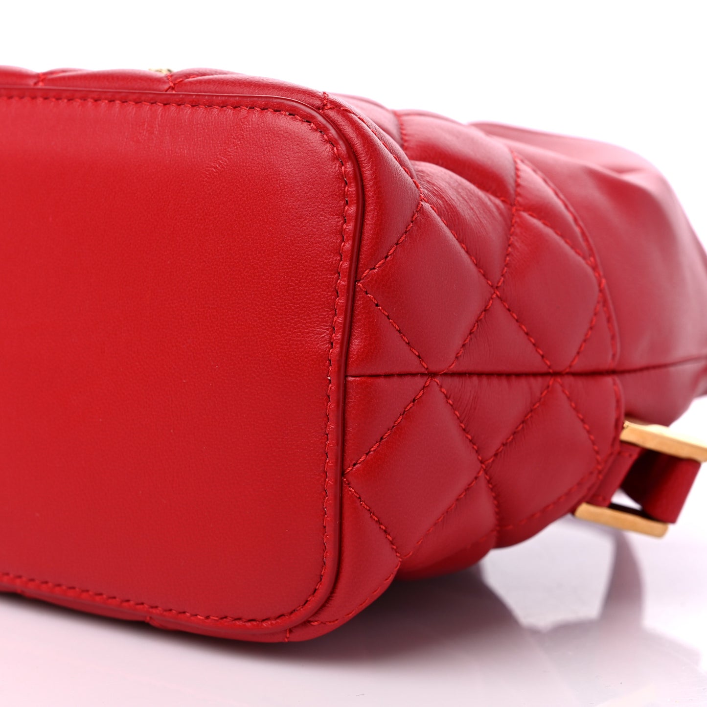 Nappa Quilted Medusa Bucket Bag Red