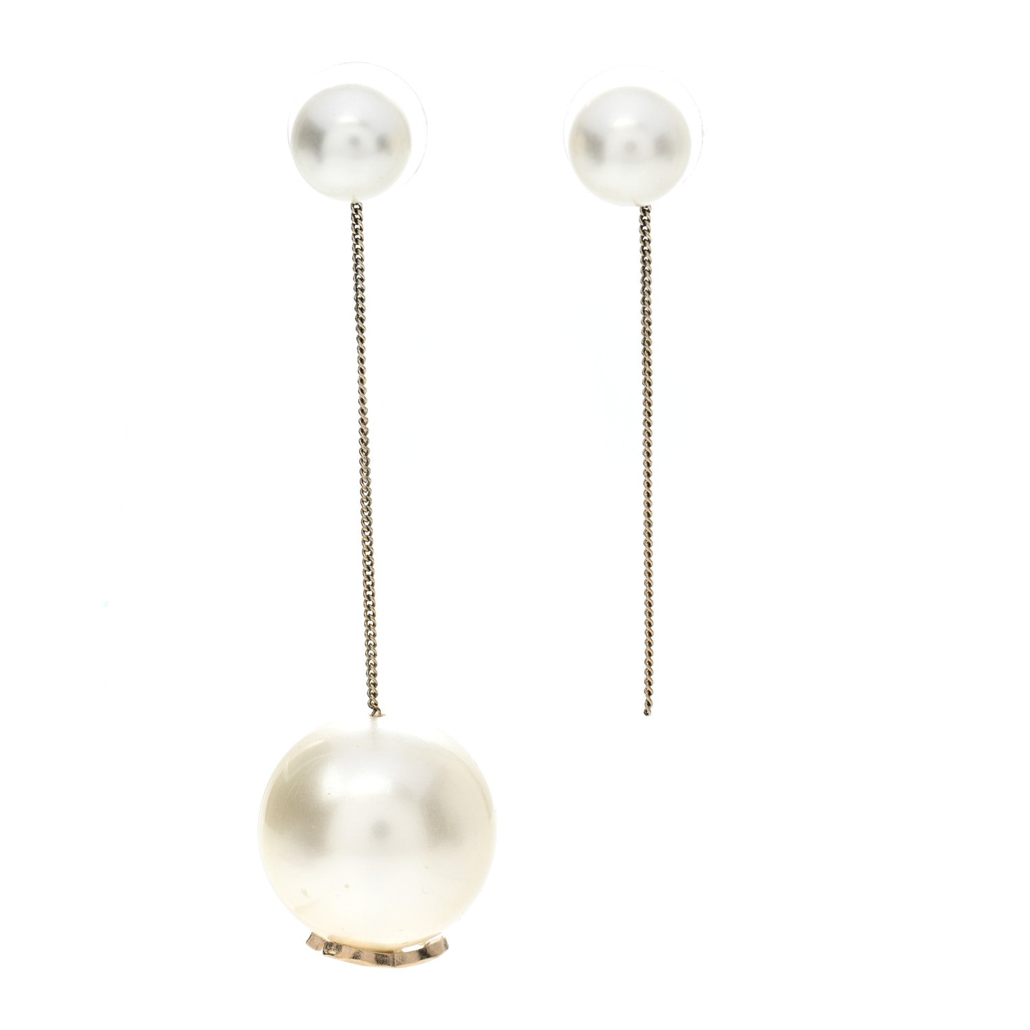 Chanel Pearl CC Chain Drop Earrings Gold 1 of 5